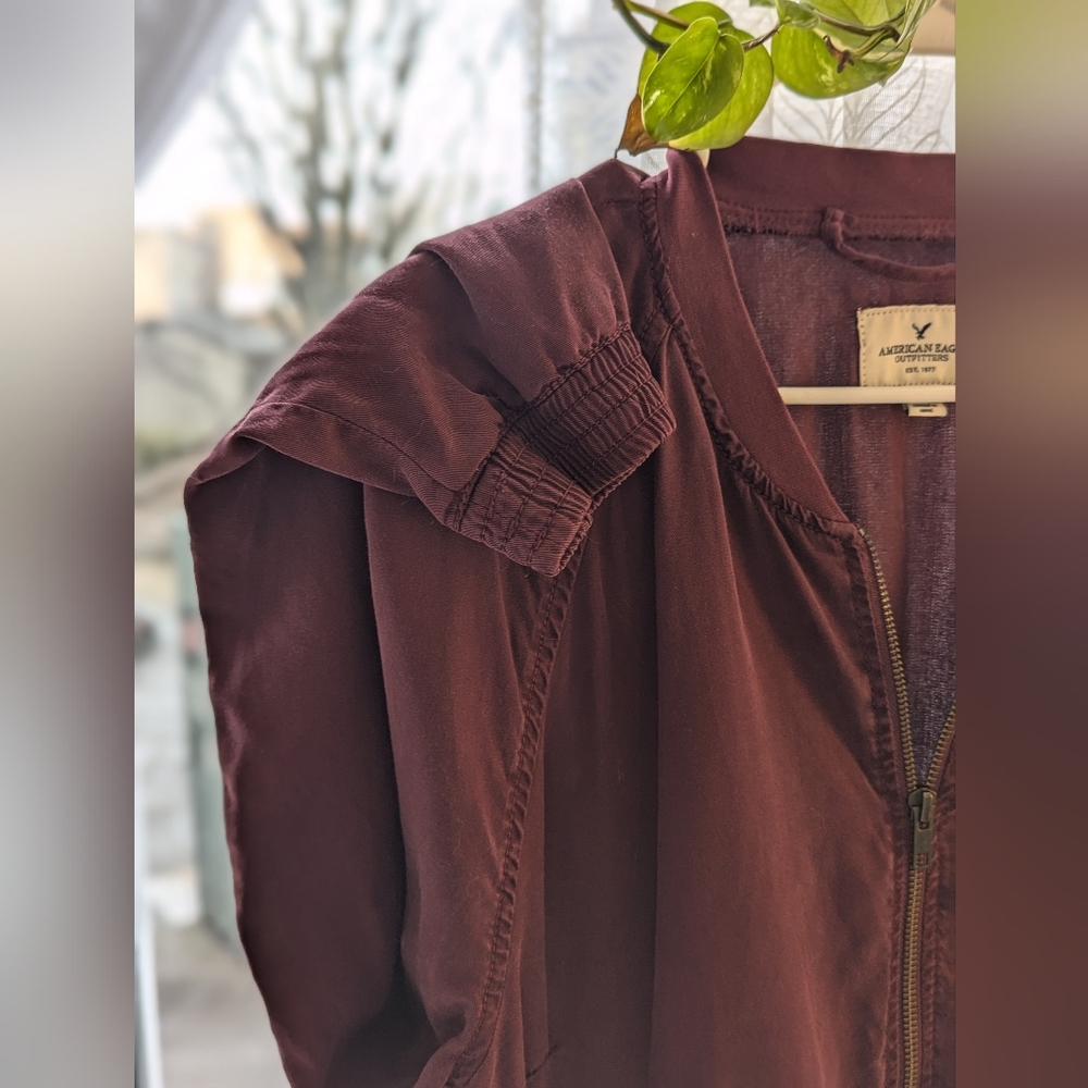 Maroon Zip-Up Bomber Jacket